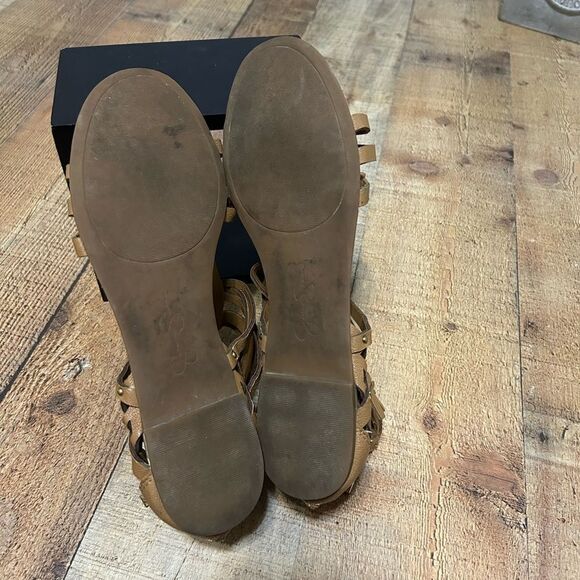 Jessica Simpson Lamperty Brown Buckle Strap Zip Back Flats - Picture 7 of 8